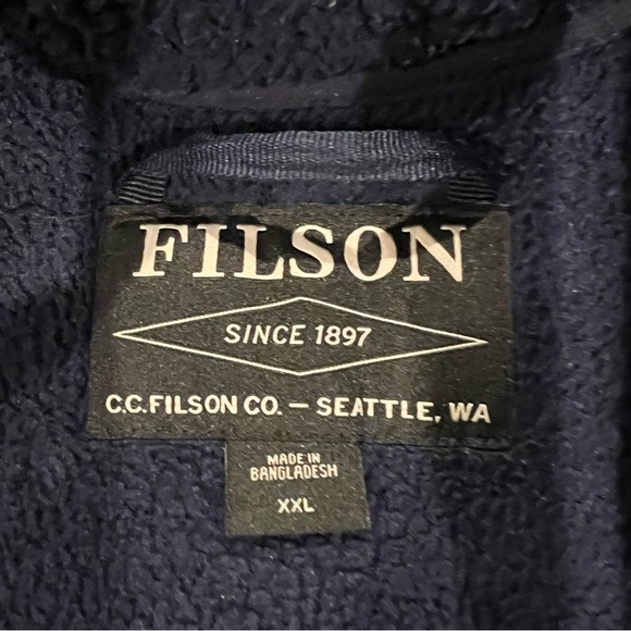 FILSON Sherpa Navy Fleece Vest Men’s Size XXL 2X Inner Pocket Full Zip PolarTec - Picture 6 of 8